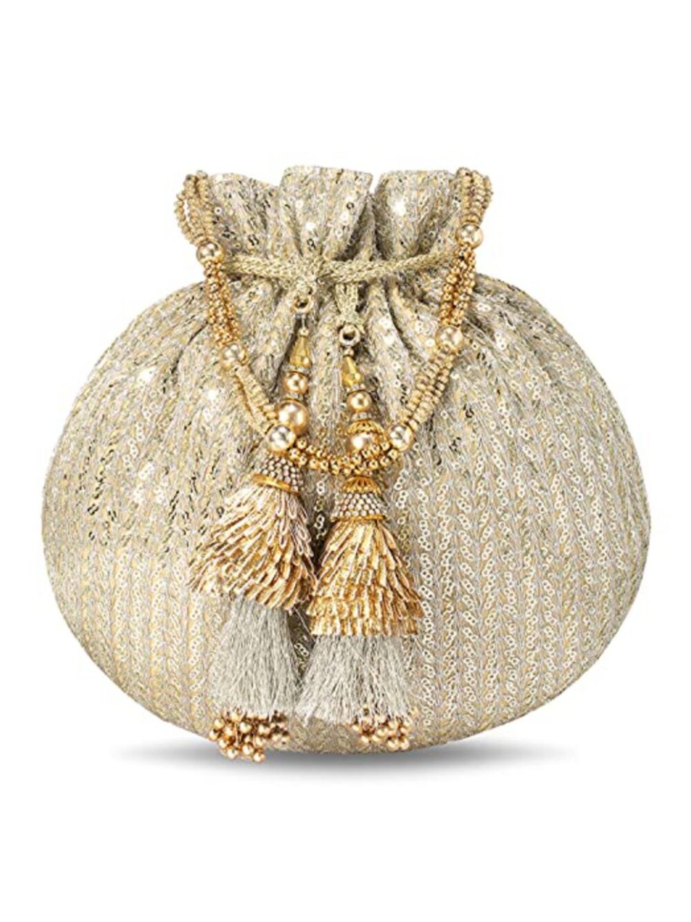Handmade Fabric Potli Clutch with Detachable Strap for Weddings & Parties